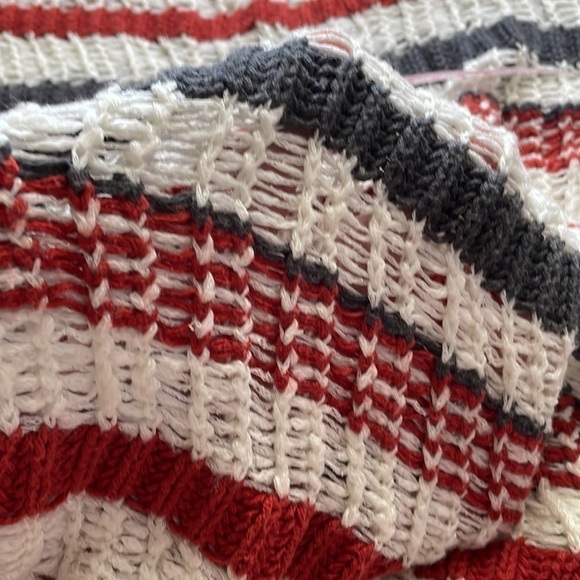 Wishlist Cream Orange/Gray Striped Long Sleeve Sweater S/M EUC Lightweight Cozy - Picture 9 of 11